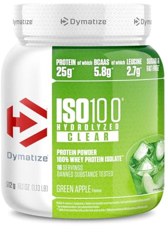 Dymatize ISO 100 Hydrolized Clear Green Apple 512g Whey Protein Powder