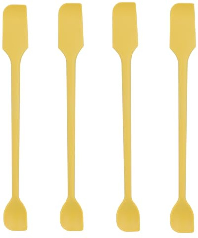 Tinoaly 4pcs Mini Spatulas Set, Silicone Double-Head Multifunctional Kitchen Small Tiny Rubber Spatulas Practical Kitchen Tool Accessories for Jar Jam Butter Makeup Cream Lotion (Yellow)