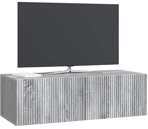 vidaXL Wandmontierter TV-Schrank Graues Sonoma 98 x 41 x 30 cm, Wohnzimmer, Moderne Entertainment-Wand, rechteckige TV-Konsole, stylischer Stauraum, hängender Schrank