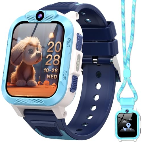 IOWODO Reloj Inteligente Niño, 4G Smartwatch Niño con Videollamada y GPS, SOS, Modo Escuela, Batería 850mAh, IP68, Regalo Ideal para Niños de 5-14 Años