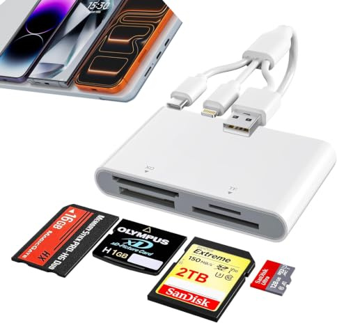 Adattatore Memory Stick Pro Duo, lettore di schede SD/TF/MS/XD, USB-C e USB-A OTG, Plug & Play, compatibile con iPhone 11-16, Android, iPad, Mac, PC, Sony Cybershot