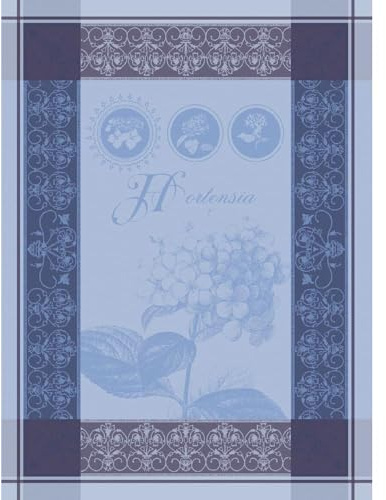 Garnier-Thiebaut Hortensia Blue (Blue Hortensia) französisches Küchentuch, 55,9 x 76,2 cm, Baumwolle, Jacquard