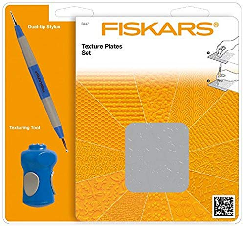 Fiskars Prägeplatten Starter-Set, Mit 6 doppelseitigen Platten und Prägestift, 1003731