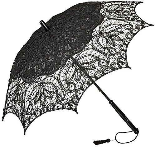 VON LILIENFELD Sombrilla de encaje mujer sombrilla novia Vivienne, Negro, medium, Novia oro Elegant