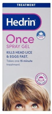 Hedrin Once Spray Gel 100ml - Head Lice Treatment, Nits Treatment, Kills Headlice and Eggs in 15 Minutes