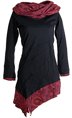 Vishes - Alternative Bekleidung - Asymmetrisches Kleid aus Baumwolle mit Schalkragen