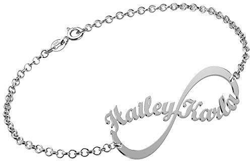 JoelleJewelryDesign Silber Infinity Armband mit Namen Personalisiert Namensarmband/Fußband mit Namen Fashion Schmuck Geschenk für Freundin, Mutter, Schwester