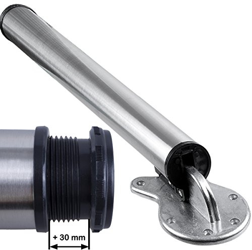 Stahlia 4 x Edelstahl Stützbein Tischfuß klappbar Ø50 mm Tischbeine Möbelfuß |Höhe 710 mm|höhenverstellbar + 30 mm|inkl. Befestigungsmaterial |Tischfuss Verstellfuß Möbel Fuß Füße |