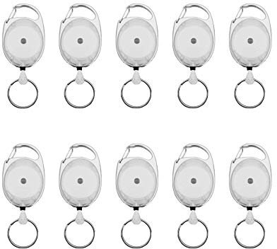 linie zwo ®, 10 Stück ausziehbare Schlüsselanhänger mit Karabiner, Weiß