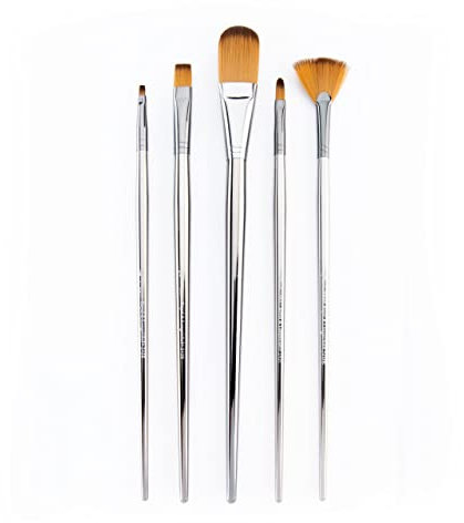 Royal & Langnickel, Zen Series 43, Set of 5 Brushes, Long Handle, Synthetic Filament, Filbert 2 & 12, Fan 6, Bright 1 & 6, RZEN-SET432