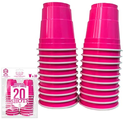Confezione da 20 tazze originali ufficiali per pallini Pink | 4cl bicchieri Pink americani per shot | Beer Pong | Bicchieri di plastica riutilizzabili | Lavabile | OriginalCup®