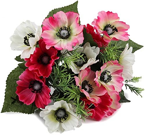 Jasaco Kunstblumen Anemone, Windröschen Strauss, 27 cm