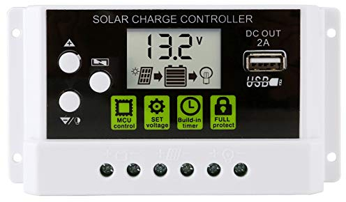 ACBungji 20A 12V / 24V Solarregler PWM Solar Regler Laderegler für Lithium-Batterie Solarpanel Solarmodul Aufladen Blei-Säure-Batterie Mit USB Ladegerät LCD Anzeige Mehrfachschutz
