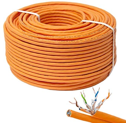 Premium X CAT 7 Netzwerkkabel 50m LAN Kabel Duplex Kupferkabel Ethernet Datenkabel S/FTP PiMF PoE Eca Kat7 Verlegekabel Installationskabel für müheloses Verlegen