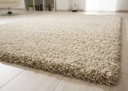 Steffensmeier Hochflor Teppich Twilight | Wohnzimmer | Beste Qualität | Elastischer Flor | Creme meliert 2211, Größe: 200x200 cm