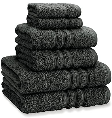 Catherine Lansfield Zero Twist 6 Piece Towel Bale Charcoal