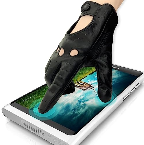 ZLUXURQ Gants de conduite en cuir de haute qualité pour femmes, légers et doux, sans doublure intérieure,X-Large(19.05-20.32cm),Noir