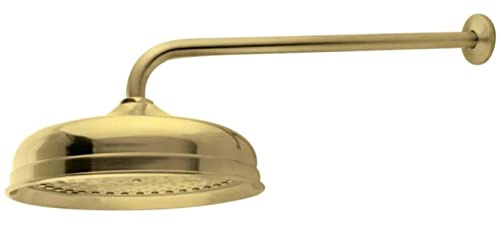 Kingston Brass K225K17 Shower Scape 10-Inch Round Raindrop Brass Shower Head with 17-Inch Shower Arm in Brushed Brass