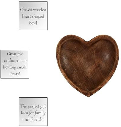 Creative Brands 47th & Main Carved Heart-Shaped Wooden Bowl, Large, Brown