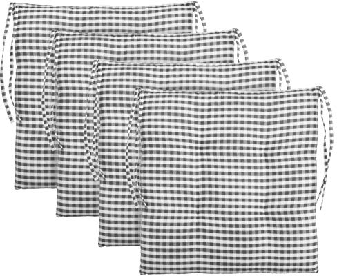 Brandsseller Sitzkissen Stuhlkissen kariert Kissen Sitzpolster Garten Auflage - 40 x 40 cm - anthrazit, hellgrau, braun, beige (4er-Paket, Anthrazit)