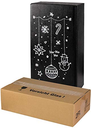 5x Versand-Set / 2er Flaschen Geschenkkarton Weihnachten Kreide + Versandkarton