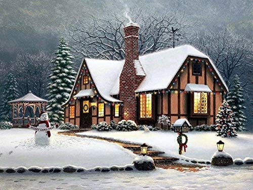 QHDXL Malen nach Zahlen Erwachsene Iglu-Schornstein DIY Handgemalt Ölgemälde Kits Kinder Bastelset Weihnachten Decor Anfänger Dekorationen Geschenke Leinwand Basteln 40x 50 cm,(ohne Rahmen)