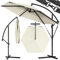 Kingsleeve® Sombrilla de Jardín Parasol Crema Ø 330cm Inclinable Aluminio Inox Incl. Manivela Protección Antiviento