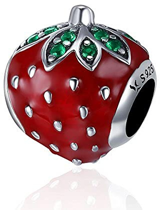Teleye Armband Charm Bead Erdbeere DIY Charm 925 Sterling Silber passt Pandora Armband Halskette, European Charms Bracelet (SCC369)