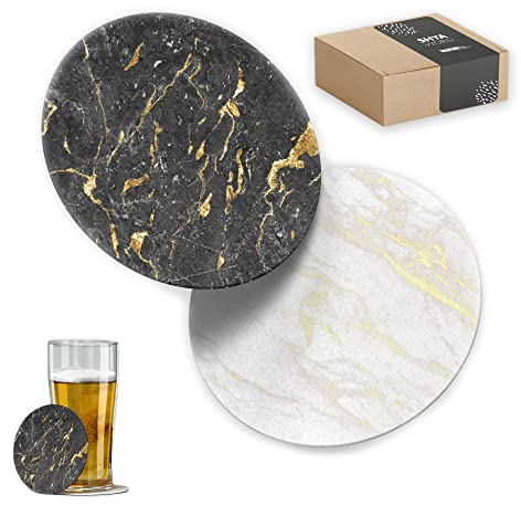 Imprimir24 dessous de verre en carton originaux décoratifs et absorbants pour boissons et liquides - Porte-gobelet de table avec effet de finition 10 x 10 cm et 1,4 mm d'épaisseur