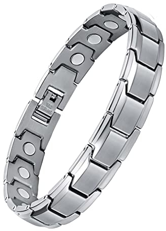 Jecanori Titan Stahl Magnetarmband Herren Damen Einzigartiges Design Magnetfeldtherapie Armband mit leistungsstarken Heilmagneten für Arthritis und Karpaltunnel mit Einstellwerkzeug und Geschenkbox