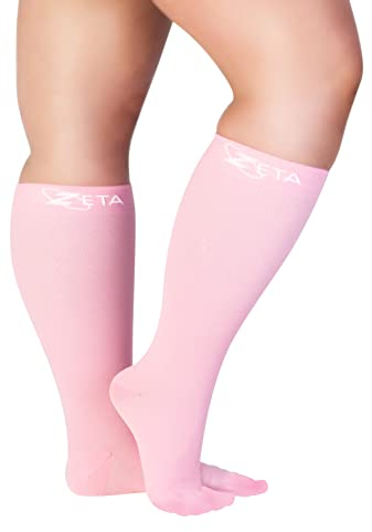 Kompressionsstrümpfe dicke Waden 3XL, beruhigende bequeme Gradientenunterstützung, verhindert Schwellungen, Schmerzen, Ödeme, DVT, große Manschetten (Rosa)