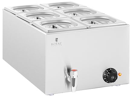 Royal Catering Stainless Steel 600W Bain Marie, 6 GN Containers Food Warmer