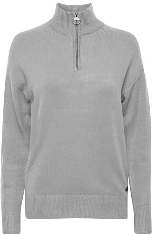 OXMO OXRita Damen Strickpullover, L, Mid Grey Melange (200455)