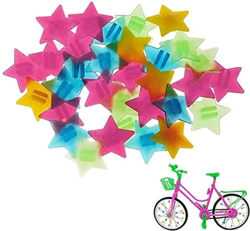 AIlysa 72 Stück Bunten Fahrradspeichen-Dekorationen, Fahrrad-Clip, Speichenklicker Speichenclips Speichenreflektoren Kinder Fahrrad Zubehör, Fahrrad Rad Speichen Perlen (A-Pentagramm Perlen)