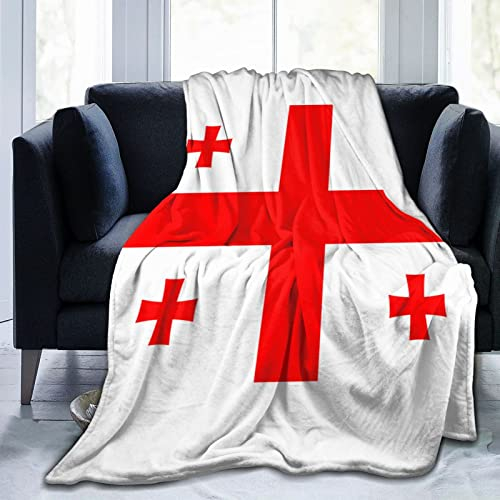 Ultraweiche Flanell-Fleecedecke mit georgischer Flagge, für alle Jahreszeiten, Wohnzimmer/Schlafzimmer, warme Überwurfdecke