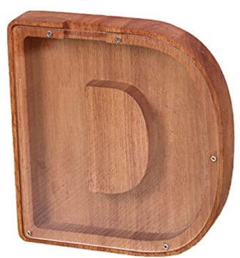 YuanDiann Spardose aus Holz Buchstaben A-Z Alphabet Erwachsene Kinder Transparent Personalisiertes Holz Sparschwein Heimdekoration Geschenk Sparbüchse D