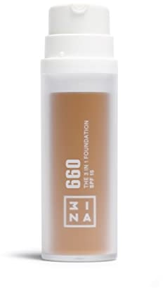 3INA MAKEUP - The 3 in 1 Foundation 660 - Bräunen Foundation 3 in 1 mit Unterton Gelb - Grundierung Concealer & Foundation - Foundation mit SPF15 & Vitamin C - Vegan - Cruelty Free
