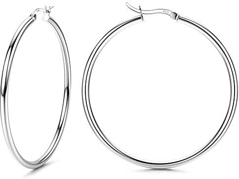 Chriscoco Creolen Silber 925 für Damen - Groß, Hypoallergene, Leichte Ohrringe für Mädchen - 13/15/20/25/30/40/50mm