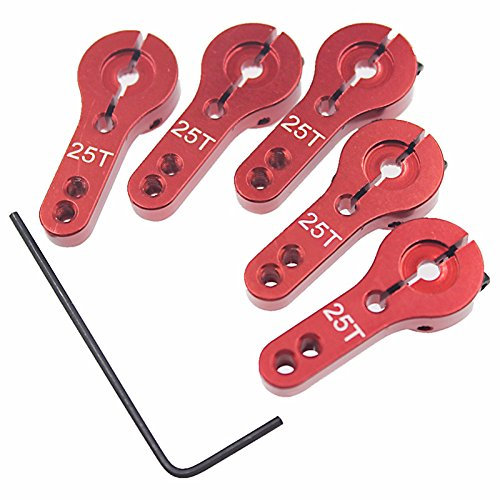 Graootoly 6Pcs 25T Aluminium Servo Horn threads Steering Arm High Servos Motors Parts RC Car Plane Boat