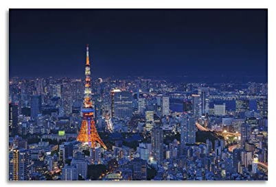 Stadtposter Tokyo Tower Night City Poster Dekorative Gemälde Leinwand Wandposter und Kunstbild Druck Moderne Familie Schlafzimmer Dekor Poster 20 x 30 cm
