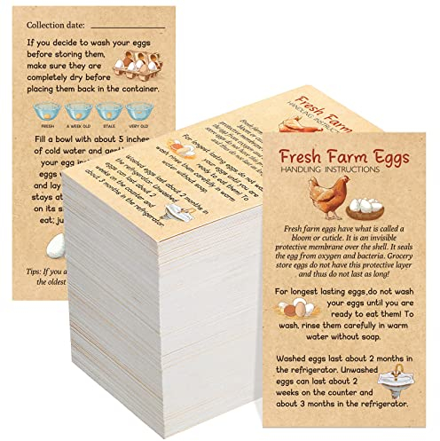 Fresh Farm Eggs Handling Instruction Cards 2 x 3.5'' Egg Carton Stamp Bulk Label Cards Design for Carton Basket Farm Business Accessories(500 Pcs,Simple Style)