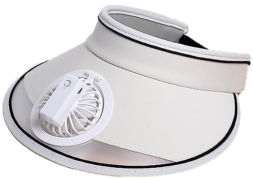 PAIKOE Sun Visors Hat with Fan, Multifunctional Fans Hat, Casual Lightweight Sun Protection Cooling Fan Hat Sun Hat Built in Fan for Kids, Adults, Girls, Boys (White)