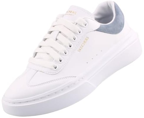 Skechers Damen Sneakers, Weißer Duraleather Blauer Rand, 39 EU