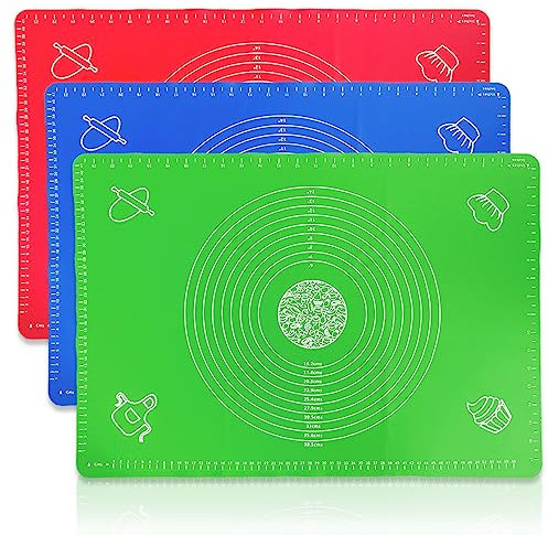 XXL 65 x 45cm rutschfeste Silikon Backmatte Backunterlage Teigmatte Rollmatte Ausrollmatte Teig Fondant Marzipan (Blau)