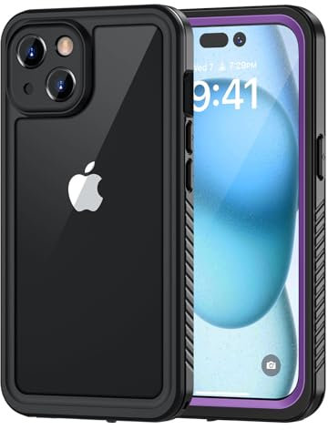 Lanhiem for iPhone 15 Case, IP68 Waterproof Dustproof Shockproof 15 Cases with Built-in Screen Protector, Full Body Sealed Protective Front and Back Cover for iPhone 15-6.1 inch (Purple)