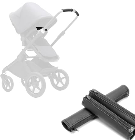 BABYDOME Lenkerbezüge, kompatibel mit Bugaboo FOX 2,3 und Bugaboo BEE 6. Handgefertigt in Spanien aus hochwertigem Kunstleder, Sonnenbeständigkeit, Verschleißfestigkeit und Verfärbung. Farbe: Schwarz.