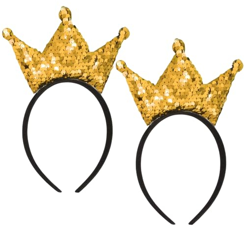EUPSIIU 2 Stück Prinzessin Krone Tiara Prinzessin Mädchen Shiny Crown Haarband, Prinzessin Tiara Krone Damen für Frauen Mädchen Hochzeit Prom Party Kostüm Weihnachten Geschenke (Gold)