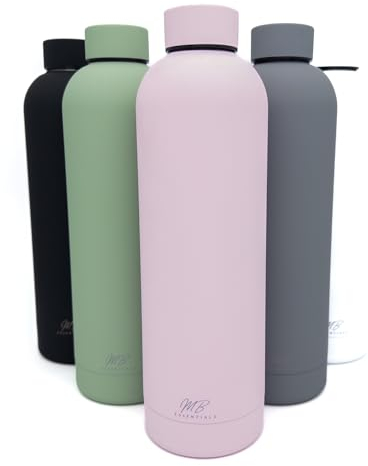 MB Essentials Trinkflasche Edelstahl 750ml, Kohlensäure geeignet, Thermosflasche, Trinkflasche Sport, Rutschfeste Beschichtung, Auslaufsicher, warme und kalte Getränke (Rosa)