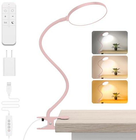 iFalarila 97 LED Clip on Light with Remote, 2024 Upgraded Clip on Clamp Light [1H Timmer and Nightlight] Flexible Gooseneck LED Desk Lamp, Reading Lamp Clamp Table-USB Adpater Included