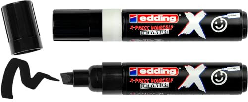 edding X Multimarker - Black & White Set - 2 Multimarker mit pigmentierter Tinte auf Wasserbasis - Keilspitze 2-10 mm - Multimarker für T-Shirts, Sneaker, Handyhüllen und mehr